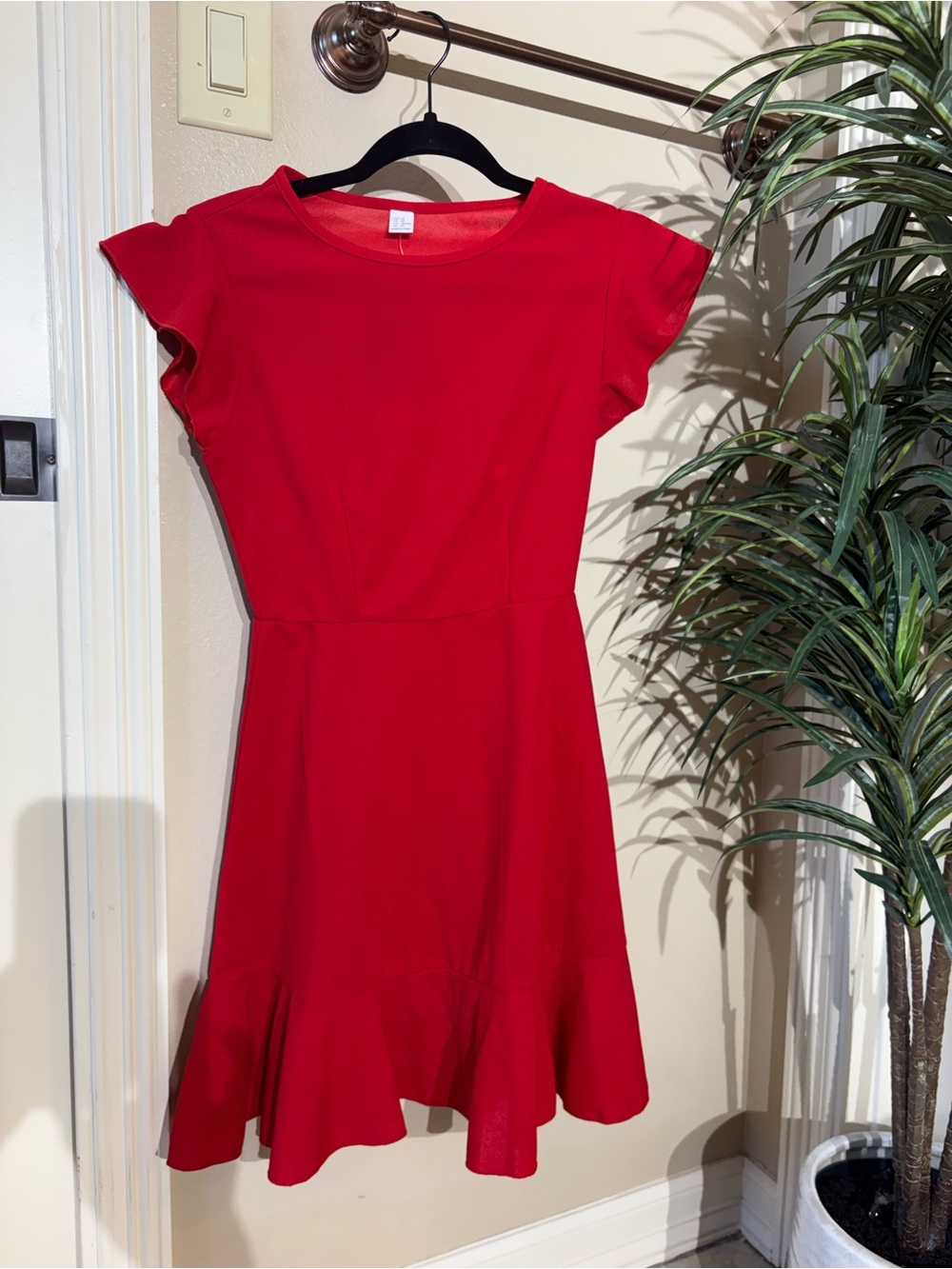 Floerns Red Ruffle-Hem Fit & Flare Mini Dress NWT Size XS